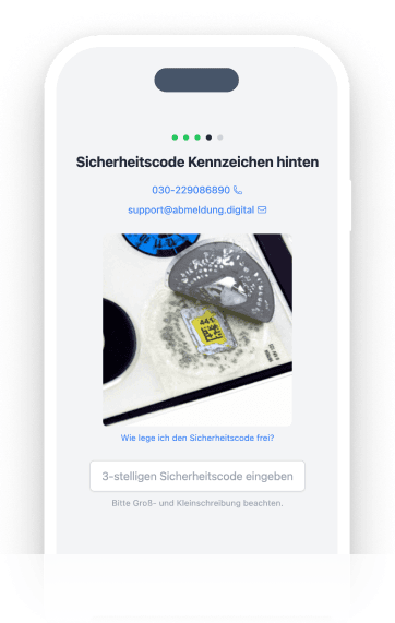 Screenshot: E-Mail & Kennzeichen